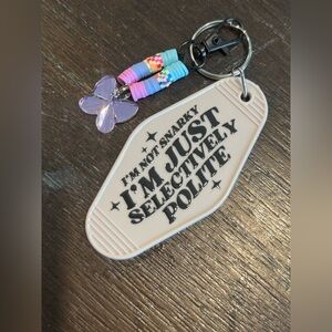 Beaded Butterfly Keychain with Snarky Quote
